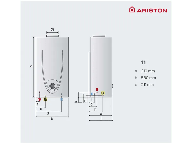 Ariston - Calentador Gas Butano Blu Control X 11 litros